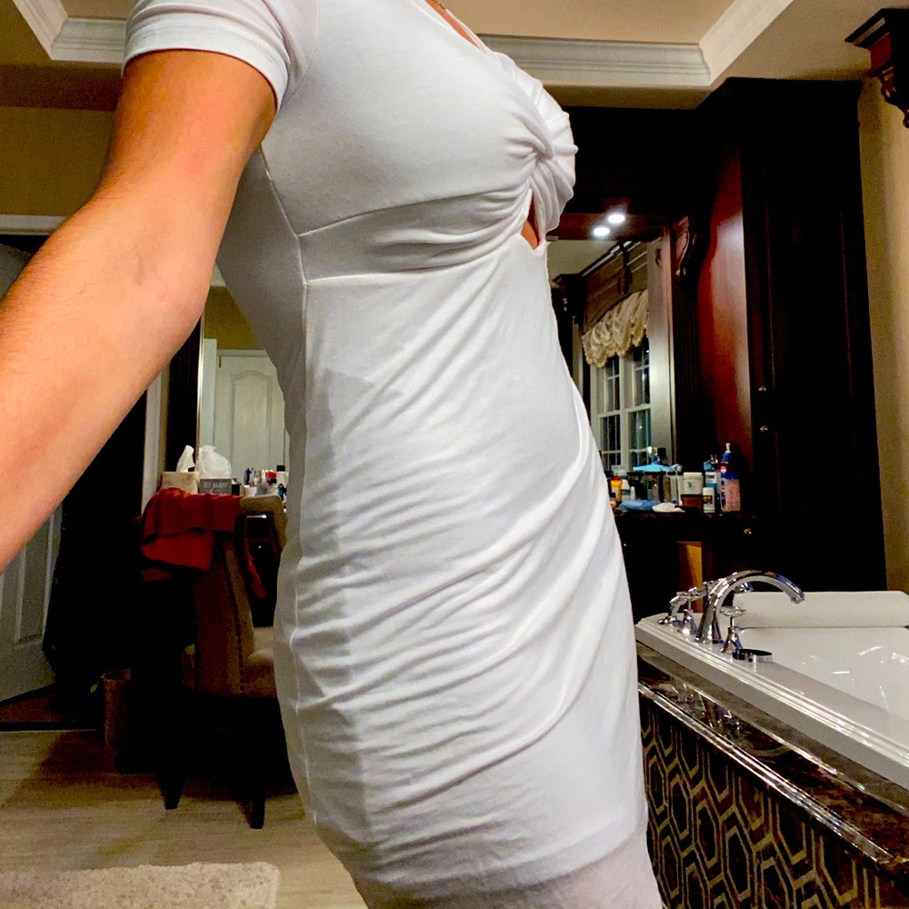 Tight White dress with open center!